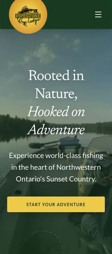 Pipestone Lodge mobile homepage screenshot